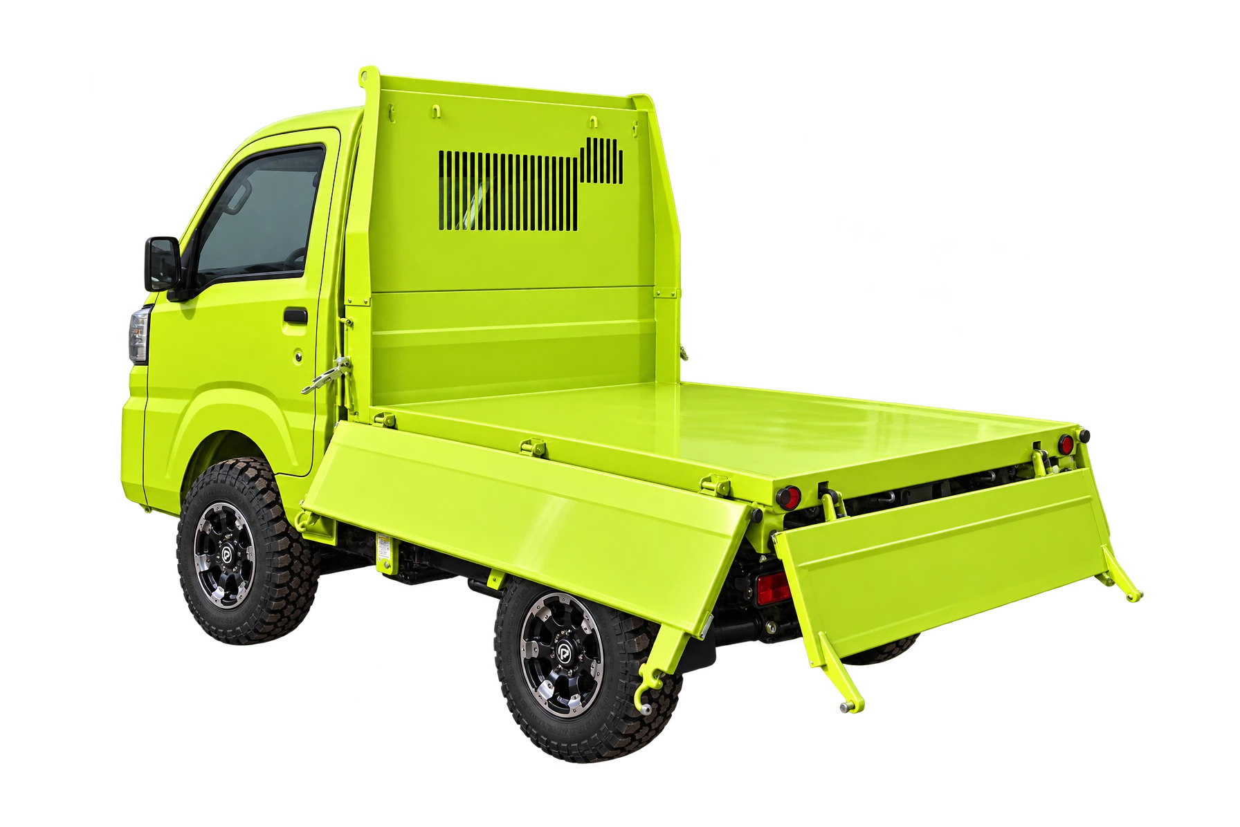 Lime Mini Dump with open drop sides