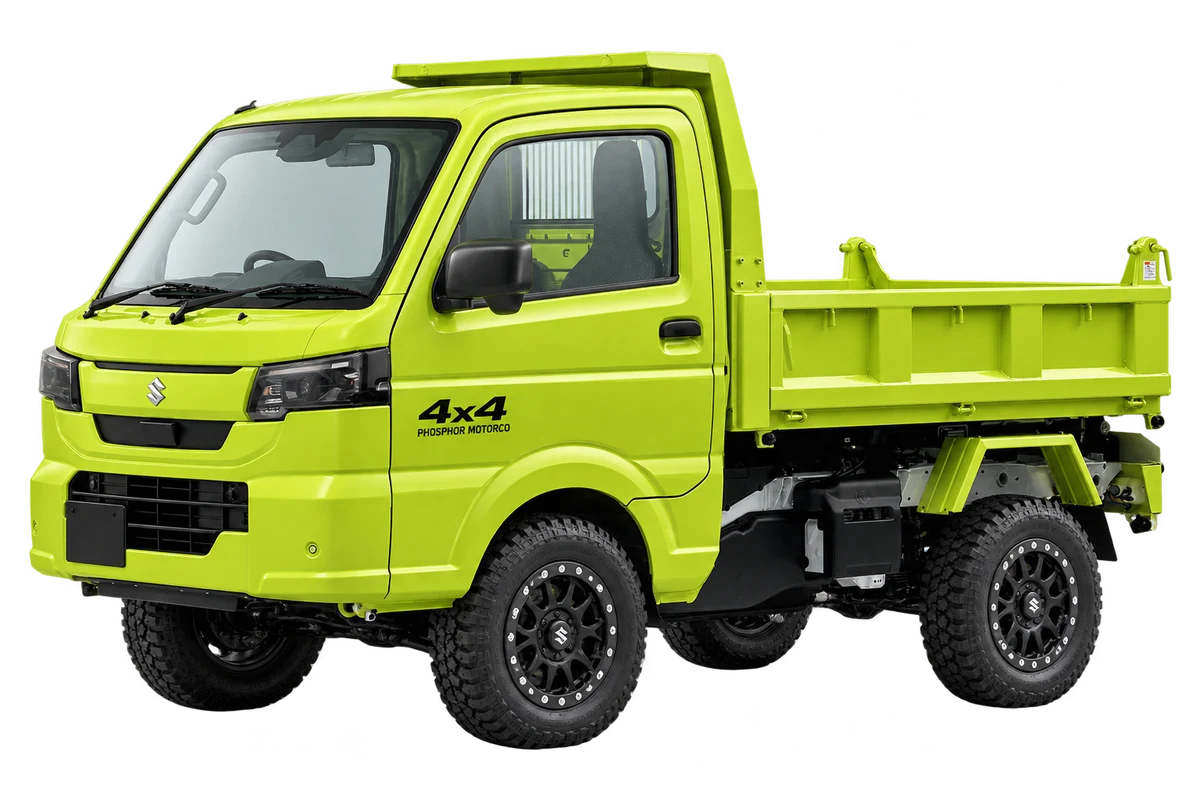 Suzuki Carry / Mini Dump in Phosphor Lime, generated lifted appearance study